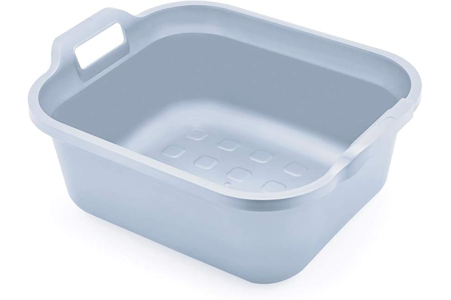 Addis 518355 Eco Made from 100 percent Recycled Plastic Washing up Bowl with twin handle, 9.5 litre, Light Grey
