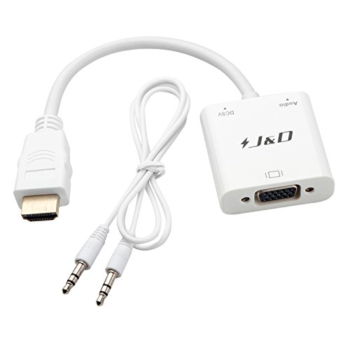 HDMI auf VGA, J&D Goldbeschichteter HDMI auf VGA Konverter inkl. Audio – Weiß - 6