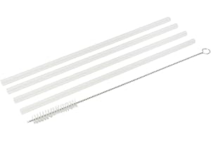 FACKELMANN Återanvändbar plast sugrör med borste för rengöring. Diskmaskin lämplig för fester och hem, vit, 0,6x23cm, 41 st.