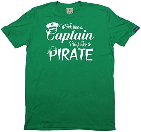 Ocean Bound Premium Mens Work Like A Captain Play Like A Pirate T-Shirt Tee/Sailing Funny Fashion Birthday Gift Yacht Racing Boat accessories Captain Crew Clothing Christmas Present For him