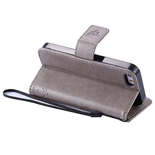 Nancen Tasche Hülle für Apple iphone 5 / 5S / SE (4,0 Zoll) Flip Schutzhülle Zubehör Lederhülle mit Silikon Back Cover PU Leder Handytasche im Bookstyle Stand Funktion Kartenfächer Magnet Etui Schale - 6