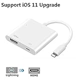 Adattatore da Lightning ad AV digitale, illuminazione a HDMI, compatibile con iPhone, iPad, iPod Touch e modelli con cavo audio ad alta definizione 1080p video converter HD TV, monitor, proiettore (bianco)