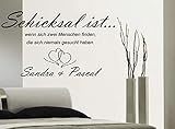  Wandtattoo-Wandaufkleber - Spruch/Schlafzimmer ***Schicksal ist.+ Wunschnamen*** - (Größen.- und Farbauswahl)