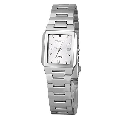 TIME100 Herren-Armbanduhr Liebhaber Quadrat Analog Quarz Edelstahl Silber #W80062G.02A