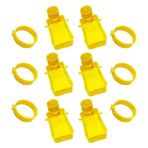 PONDICHERRY Pigeons? - Birds Feeding Cup |Bird Cage Feeder Drinker Cups for Any Bottle Use with Free Bottle Holder Rings Yellow (Food Feeder 6,Bottle Holder 6)