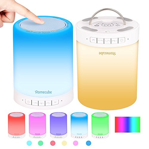 KOBWA Bluetooth Music Box Lautsprecher LED Nacht Lampe mit Schalter Berühren Behandeln Einstellbare Helligkeit Unterstützt TF-Karte LED Touch Sensor Tischlampe Farbwechsel Lampe - 7