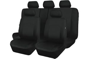 ‎FLYING BANNER Flying Banner Stoff Autositzbezüge Komplettset Universal Set (Niedriger Rücken - Polyester, Schwarz)