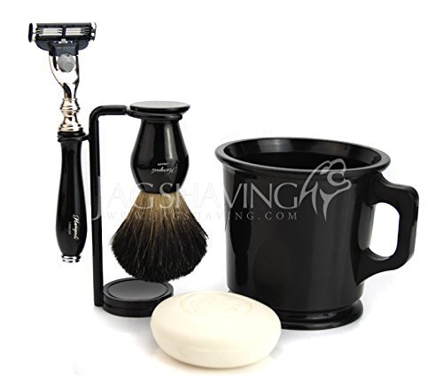 NEW Classic old style Shaving Kit with badger hair shaving Brush shave Mug Mach 3 Razor & Soap Gift set