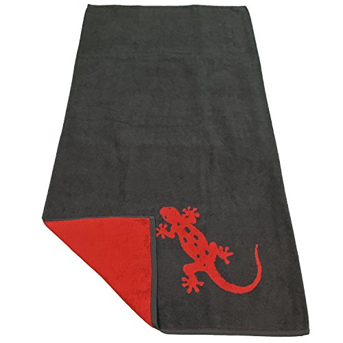 Jacquard Baumwolle Strandlaken Strandtuch Badetuch Geco anthrazit rot 100% Baumwolle Frottee Badelaken - 2