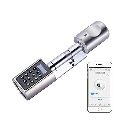 WE.LOCK L6PB Verrou de porte avec code PIN Ouverture par application téléphonique, conçu pour le Royaume-Uni, convient à 95 % des épaisseurs de portes, montage facile, 3 piles AAA