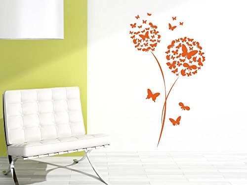 Wandtattoo Wandsticker Deko Aufkleber für Wohnzimmer Blume Schmetterlinge (101x57cm // 958 baby doll)