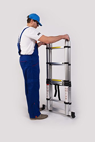 WORHAN® 3.8m TELESKOPLEITER 2 in 1 ANLEGELEITER KLAPPLEITER ALU TELESKOP LEITER MULTIFUNKTTIONS LEITER 380cm K3.8 (……3.8m C-Line) - 7