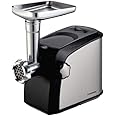 Olsenmark Meat Grinder, 1800W - Stainless Steel Blade - Removable Metal Food Tray - 3 Mincing Plates - Reverse Function - Low Noise - Sausage Accessory, Kubbe Accessory, Food Pusher