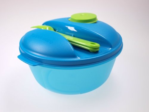 Tupperware To Go Salat&Go 1,5L blau grün A157 Salat&Go + Besteck Picknick Salat