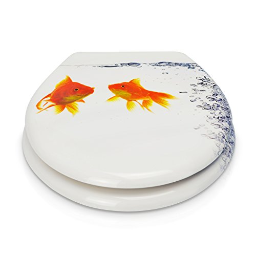 VENKON – Premium WC Sitz mit Absenkautomatik – Modell „Goldfisch“ – Toilettendeckel aus Duroplast (antibakteriell) inkl. Montagesatz (rostfreie Scharniere) - 3
