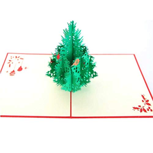 Preisvergleich Produktbild BESTOYARD 3D Weihnachtsgrußkarte Weihnachtsbaum pop-up Karten kreative Weihnachtskarten (rot)