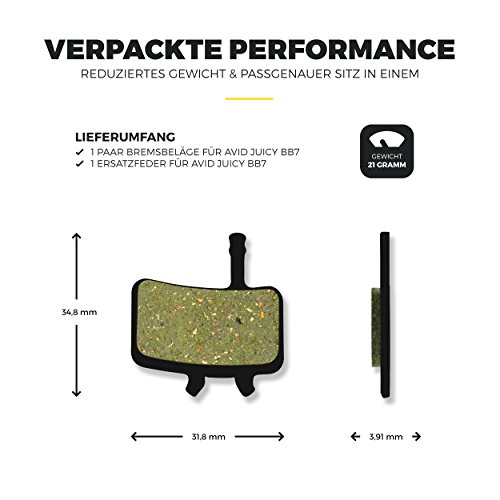 Avid Juicy 3 5 7 Carbon Ultimate und Avid BB7 Bremsbeläge für MTB & Road mechanische Scheibenbremse Ball Bearing Organic Beläge Bike Bremse Bremsbelag | Gorilla Bikes High Performance Disc Brake Pad - 2