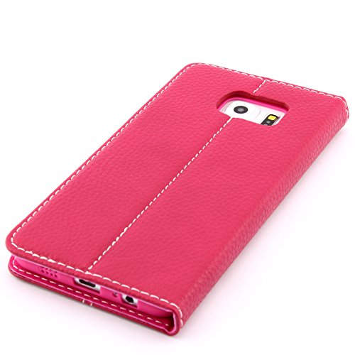 [ S6 edge ]Handy Schutz Tasche Noble Series Cover für Samsung Galaxy [ S6 edge ] edle Book Style Hülle mit Aufstellfunktion und Kartenfach ScorpioCover pink - 5