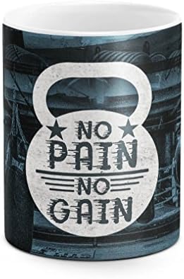 Hard Training Workout Cardio Crossfit Man Woman No Pain No Gain Inspiration Quote 11 ounce Ceramic Tea Coffee Mug