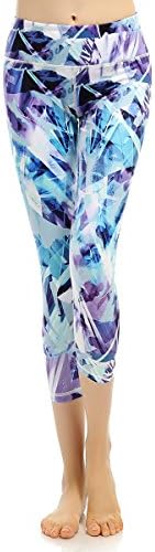 SOUTEAM Womens Workout Capris with Pocket Stretchy High Waist Training Tights Black Friday Promotion, Iceberg Blue, XL