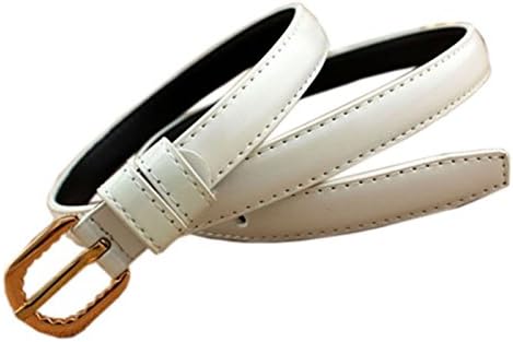 Davidlove Women's Belt Skinny PU Leather Loop With Buckle Waist Belts (White )