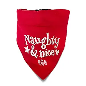 That Dog In Tuxedo Christmas Dog Bandana - Naughty & Nice (Red, Size M-L)