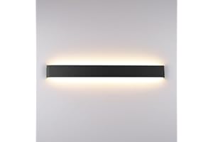 Klighten Lámparas de Pared Led Interior 91cm, 30W Aplique de Pared Arriba Abajo Moderna, Luz de Pared de Aluminio para Salas, Escalera, Dormitorios, Pasillos, 3000 Lumen, Blanco Cálido 3000K, Negro