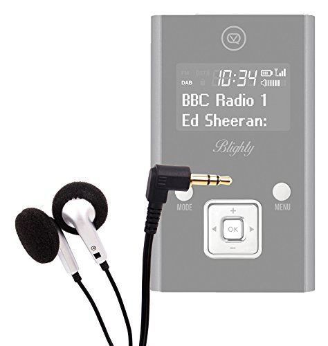 DURAGADGET Comfortable Black In-Ear Headphones (Radio NOT Included) - Compatible with VQ Blighty Pocket Rechargeable DAB/DAB+/FM Radio