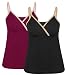 Intimate Portal Women Gaia Nursing Cami Tank Breastfeeding Tops 2-Pk Black Red Large