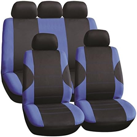 MR E SAVER© Black / Blue Luxury Race Front And Rear Full Set Seat Covers Protector Set MRERACESETB2867