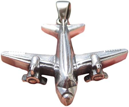 925 Silver Airplane Propeller Plane Pendant Necklace jewelry A16
