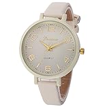 Damen Armbanduhr Traumzimmer Frau Beiläufig Dame Faux Leder Quarz Analog Neu Klassik DüNne MäNner Wasserdicht Fossil Lederarmband damen armbanduhr wasserdicht cluse (Beige)