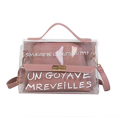 Preisvergleich Produktbild Frauen Transparent Schultertasche Mode Vielseitig Diagonal Handtasche Kleine Crossbody Geldbörse Handytasche Mädchen Einfarbig Kartenhalter Schulter Brieftasche Umhängetasche (Rosa, one size)