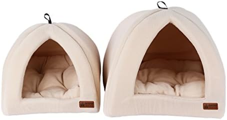 Cat Tent ,Dog Bed House,QIAOQI Soft Warm Dot Print Dog Cat Bed Kennel Puppy Cushion Basket Pad Large Cream