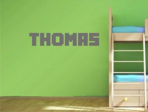 Minecraft Style Personalised Pixel Name Wall Art Decal Sticker (Silver)