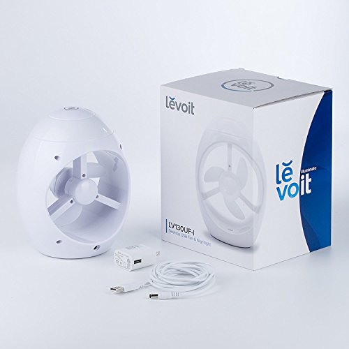 Levoit USB Ventilator Mini Desktop Tischventilator mit Dimmbare LED-Nachtlicht für den Schreibtisch, Einstellbare Geschwindigkeit, Weiß - 7