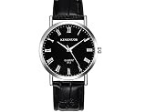 kingnuos 012?Herren Handgelenk Kleid Analog Quarz Business UHR mit Leder-Band, Casual Classic Wasserdicht Uhren r?mische Zahl Einzigartige Armbanduhr???Schwarz