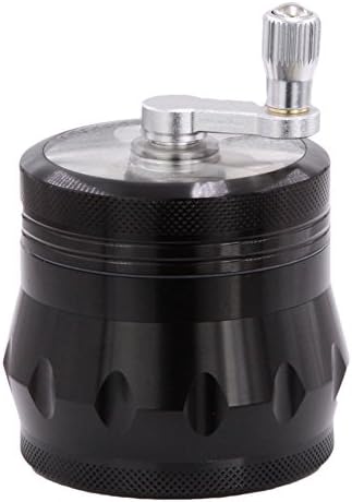 DCOU New Design Jar Style Hand Cranked Premium Aluminium Herb Tobacco Grinder -2.2 Inches 4 Piece (Black-1)
