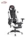 Produktbild Top Gamer Gaming Stuhl PC Racing Gaming Sessel Bürostuhl Schreibtischstuhl mit Gepolsterte Fußstütze(Schwarz und Weiß)