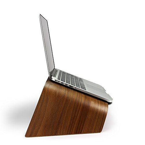 Urcover® UNIVERSAL Echt Holz Laptop Ständer Halter in Dunkel Braun mit Metalllippe | Samdi Edition Notebookständer | Desktop Laptopständer | Ultrabook Schreib-Tisch Halterung für Macbook, Lenovo Thinkpad uvm. - 6