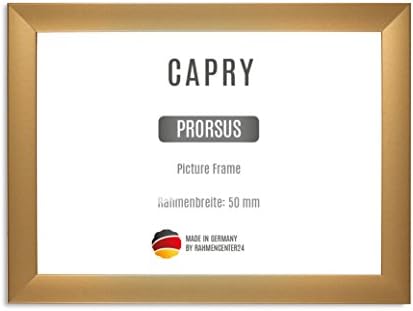 CAPRY PRORSUS 50 mm made to measure picture frame for 65 x 85 cm images, colour: gold simple, handmade MDF frame with break resistant anti-reflex artificial glass pane and sturdy MDF backing, frame width: 50 mm, outer dimensions: 73,6 cm x 93,6 cm
