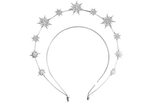 Generse Halo Crown Headband Star Rhinestone Hair Band Goddess Halo Crown Costume Wedding Headpiece for Women and Girls 1Pcs (Sliver)
