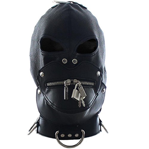 Preisvergleich Produktbild Raycity Schwarzes Leder Kostüm Gimp Maske Hood Style 3