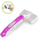 Slicker Brush for Dogs and Cats, Self Cleaning Grooming Deshedding Tool, Removes Matts, Tangles, and Loose Undercoat, Best for Small and Large Pets with Short Hair Coat - Pink
