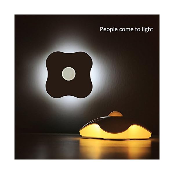 Skitic Automatic LED Night Light, Four-leaf Clover Designer Night Control Lamp with Dual Infrared Motion Sensor Activated Battery Operated Human Body Induction and Wall Sconce Lights Bedside Lighting Cabinet Lamp for Stairs Corridor Bathroom Bedroom Children Room (AAA Batteries Not Included) - Image 5