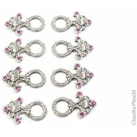 Miederhaken geschlossen Strass pink Trachtenknopf 8er Set