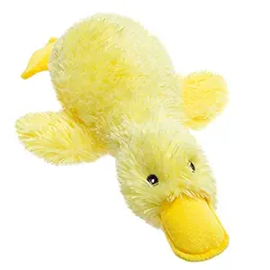 EXPAWLORER Pet Plush Squeaky Dog Toy Cute Duck Interactive Filler Chew Toys for Dogs Yellow