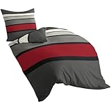 Bierbaum 4757_63 Mako-Satin-Bettw&auml;sche Dessin 135 x 200 cm + 80 x 80 cm, rot