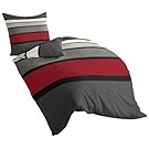 Bierbaum 4757 Mako-Satin-Bettwäsche Dessin 155 x 220 cm + 80 x 80 cm, rot