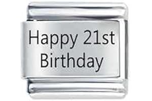 Daisy Charm Happy Birthday Number Etched Italian charm - compatible with 9mm Italian charm bracelets